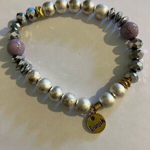 Erimish Silver, Purple, and Gold Beaded Bracelet